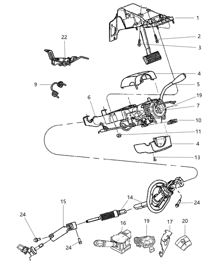 2007 Dodge Ram 3500  Lever-Tilt Column Release Diagram for 5057272AB
