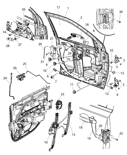 2007 Jeep Compass Door-Front Diagram for 5074944AA