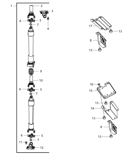 2008 Dodge Ram 2500  Bearing-Drive Shaft Diagram for 5183075AC