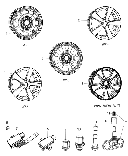 2010 Dodge Caliber  Module-Tire Pressure Monitoring Diagram for 5033334AB