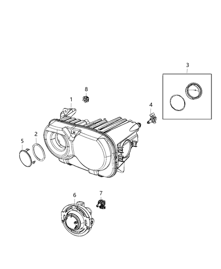 2019 Dodge Challenger  HEADLAMP Right Diagram for 68174064AF