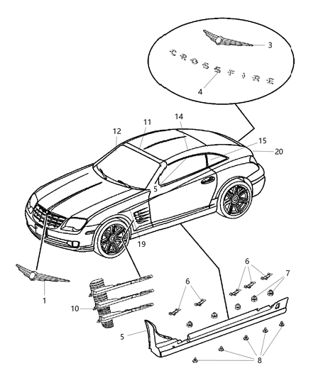 2006 Chrysler Crossfire Clip-Molding Diagram for 5101311AA