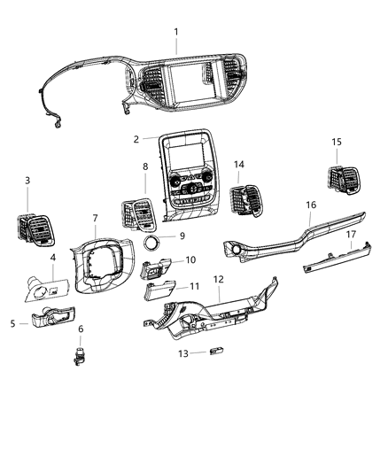 2021 Dodge Durango  Outlet-Air Conditioning & Heater Diagram for 7CS95SZ7AA