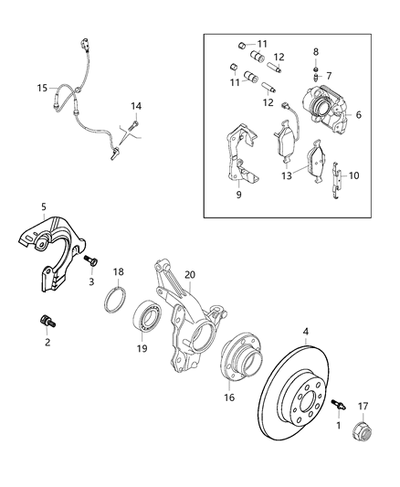 2015 Ram ProMaster City  Front Disc Brake Pad Diagram for 2AMV3390AA