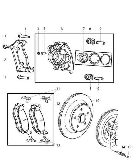 2006 Dodge Durango  Shoe Kit-Rear Disc Brake Diagram for 5080563AD