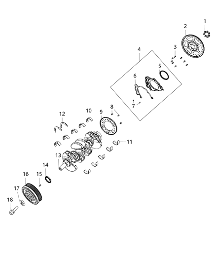 2019 Jeep Cherokee  Bearing-Crankshaft Lower Diagram for 4893525AB