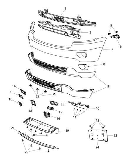 2013 Jeep Grand Cherokee  Beam-Front Bumper Diagram for 57010727AG