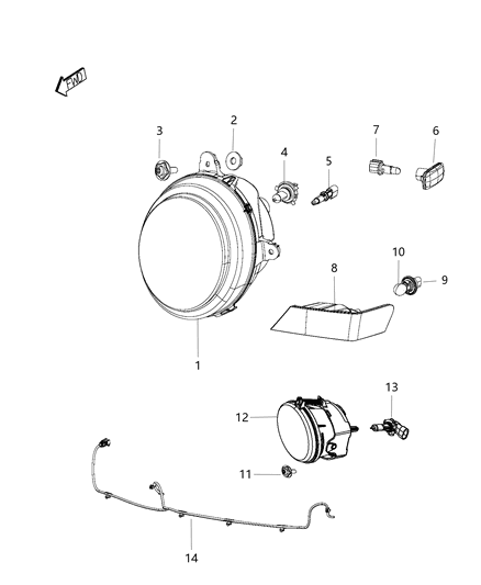 2014 Jeep Patriot  Headlamp Bulb Diagram for L0000H13RD