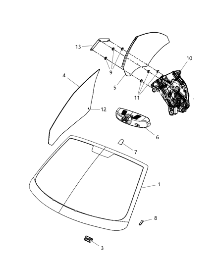 2007 Chrysler Sebring  Inside Rear View Mirror Diagram for 4389936AB