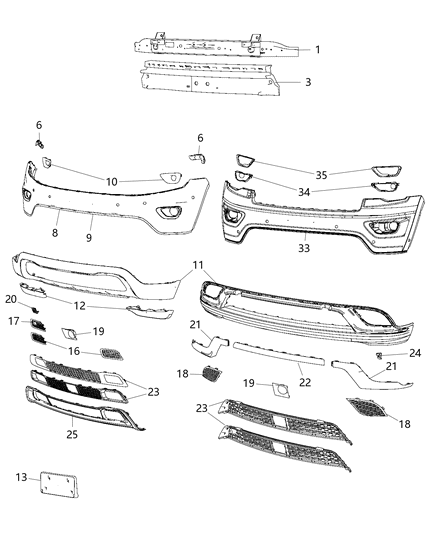 2016 Jeep Grand Cherokee  Bezel-Fog Lamp Diagram for 5RK90LS1AA