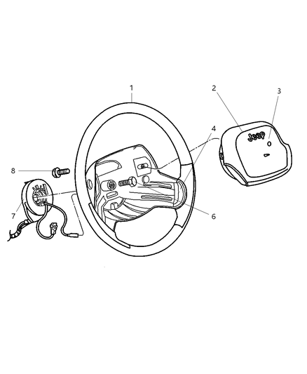 2002 Jeep Wrangler  Air Bag Clockspring Diagram for 56047103AB