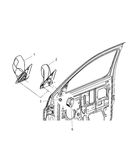 2004 Dodge Ram 1500  Glass-Mirror Replacement Diagram for 5086218AA
