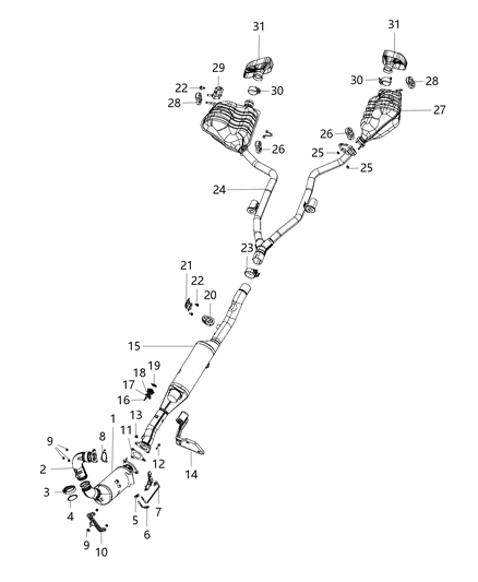2021 Jeep Grand Cherokee  Clamp-Exhaust Diagram for 68186532AA