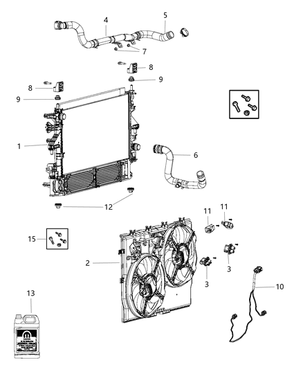 2014 Ram ProMaster 1500  Engine Cooling Radiator Diagram for 68188992AA