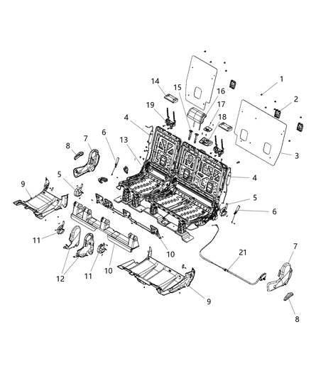2012 Dodge Durango Cable-HEADREST Release Diagram for 68100776AA