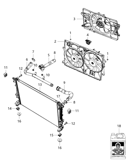 2019 Jeep Cherokee  Radiator Inlet Diagram for 68288296AB