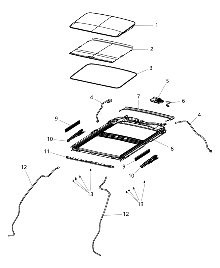 2019 Dodge Challenger  SUNSHADE-SUNROOF Diagram for 1JY39DX9AB