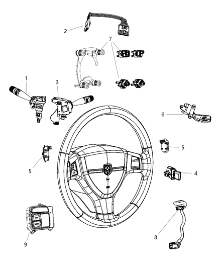 2012 Jeep Patriot  Wiring-Steering Wheel Diagram for 68036592AA