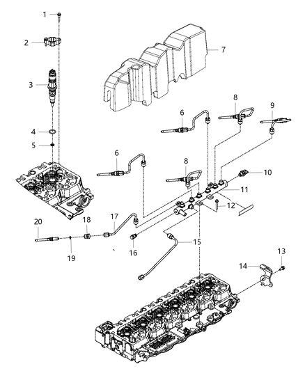2017 Ram 3500  Tube-Fuel INJECTOR Supply Diagram for 68005435AA