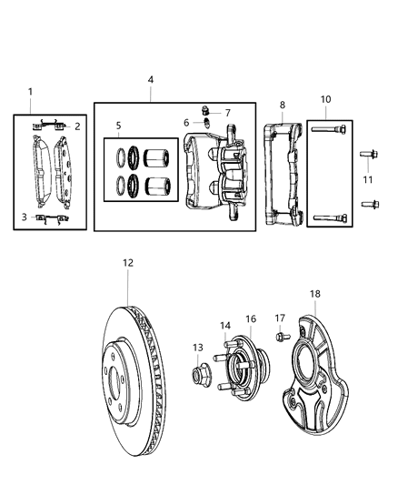 2019 Dodge Charger  Front Disc Brake Pad Kit Diagram for 68144213AB