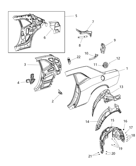 2019 Dodge Challenger  Qtr Panel-C-Pillar Diagram for 5112914AA