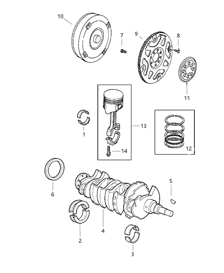 2000 Dodge Caravan  Bearing Pkg-CRANKSHAFT Thrust Diagram for 5012585AA