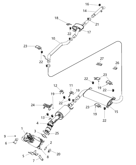 2015 Ram ProMaster 3500  Resonator-Exhaust Diagram for 68167996AB