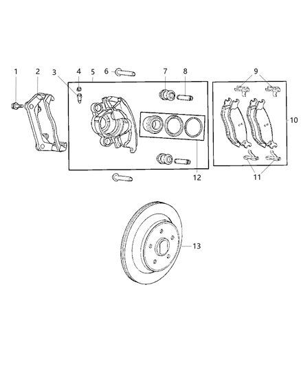 2011 Ram 1500  Shoe Kit-Rear Disc Brake Diagram for 68071076AA