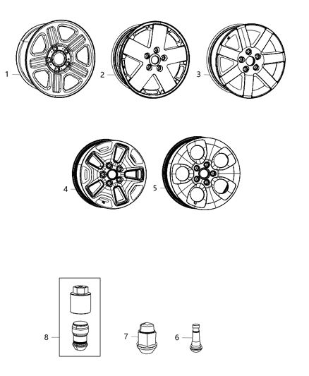 2013 Jeep Wrangler  Steel Wheel Diagram for 1AH73S4AAC