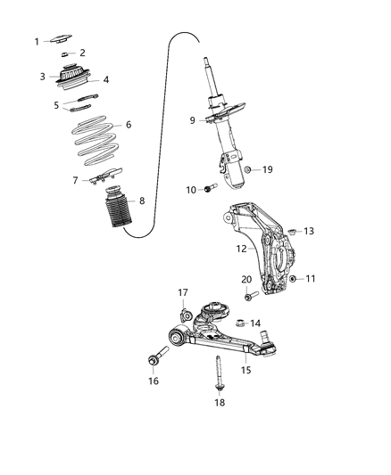 2015 Chrysler 200  Suspension Knuckle Front Right Diagram for 68080868AB