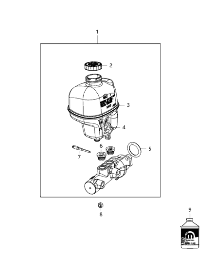 2021 Ram 1500  Brake Master Cylinder Reservoir Diagram for 68398159AA