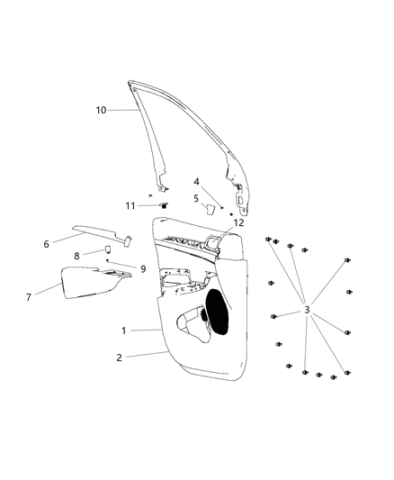 2014 Jeep Grand Cherokee  Molding-Front Door Diagram for 1WN60DX9AA