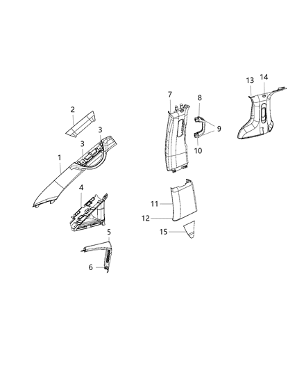 2020 Chrysler Pacifica  Molding-C Pillar Diagram for 5RH64DX9AG