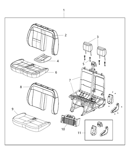 2018 Ram ProMaster 3500  Cover-Seat Base Diagram for 1ZU08JXWAA