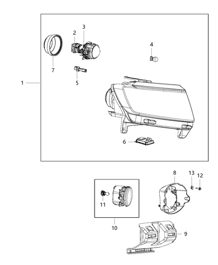2013 Dodge Durango  Headlamp Diagram for 55079367AC