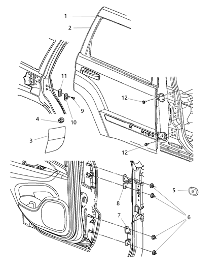 2014 Jeep Grand Cherokee  Door-Rear Diagram for 55113634AO