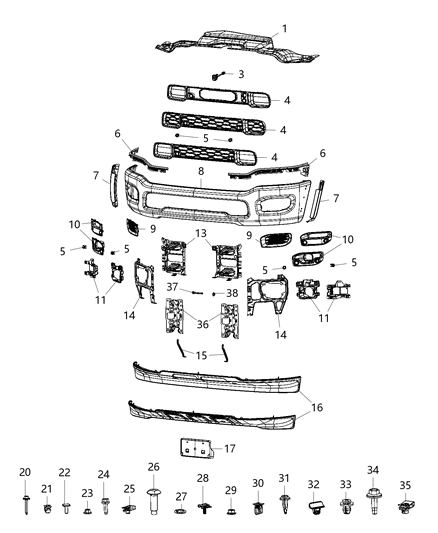 2019 Ram 2500  Bracket-License Plate Diagram for 68362197AA