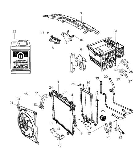 2009 Dodge Durango  Hose-Radiator Outlet Diagram for 55057017AA