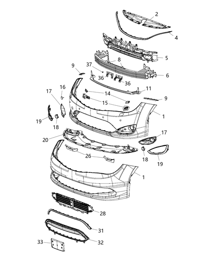 2017 Chrysler Pacifica  APPLIQUE-Grille Diagram for 5SD03SZ0AB