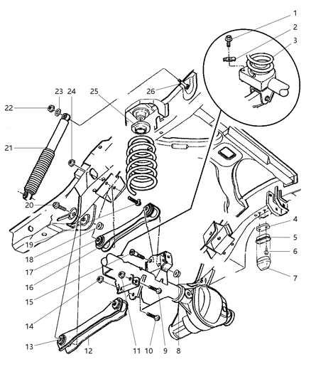 1998 Jeep Grand Cherokee  Rear Suspension Stop Bumper Rubber Diagram for 52087993