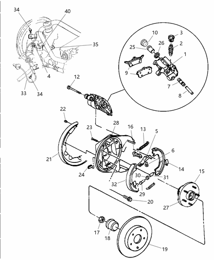 2000 Chrysler Sebring  Shoe Kit-Rear Disc Brake Diagram for 5012651AA