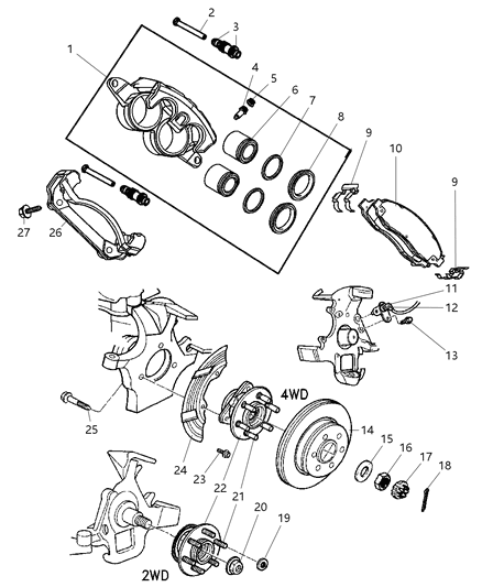 2003 Dodge Dakota  Rear Disc Brake Rotor Diagram for 2AMV0235AD