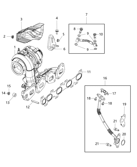 2020 Jeep Cherokee  Tube-Turbo Oil Drain Diagram for 68356600AA