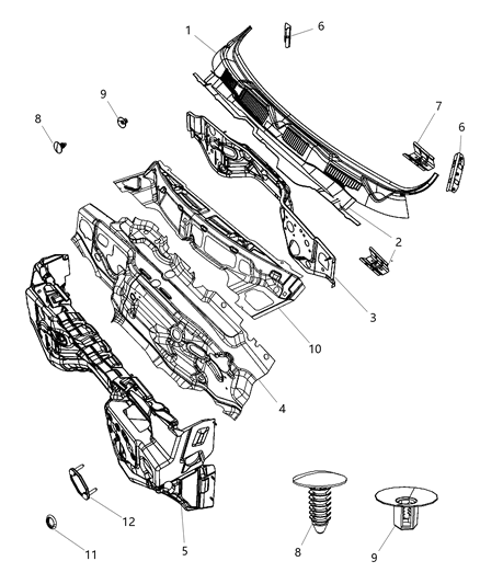 2010 Dodge Ram 3500  Panel-COWL Top Diagram for 55112305AC