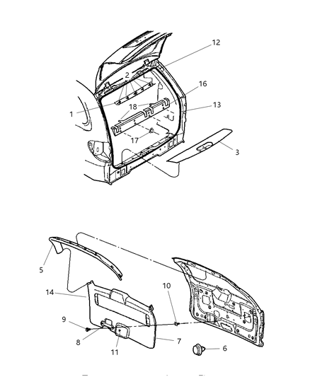 2005 Dodge Grand Caravan  WEATHERSTRIP-LIFTGATE Opening Diagram for 4717559AE