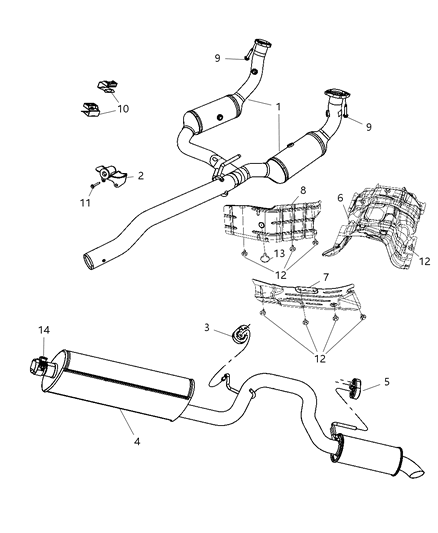2008 Jeep Liberty  Exhaust Muffler And Tailpipe Diagram for 52125078AE