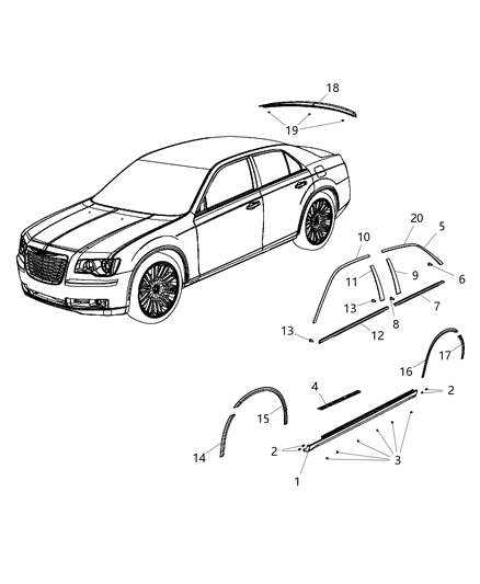 2013 Chrysler 300  WEATHERSTRIP-Front Door Belt Diagram for 57010326AE