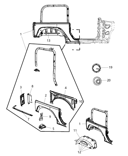 2016 Jeep Wrangler  Seal-B-Pillar Belt Body Side Diagram for 55395270AB