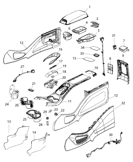 2019 Dodge Journey  Bezel Diagram for 68105603AA