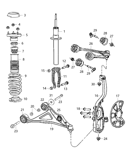2020 Dodge Charger  Shock-Suspension Diagram for 68224774AD